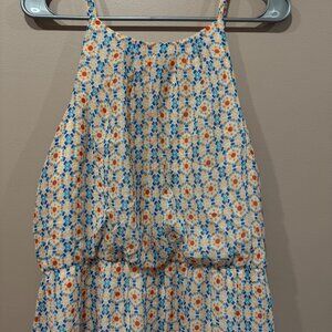 Tacera Womens Sleeveless Floral Halter Dress L Multicolor